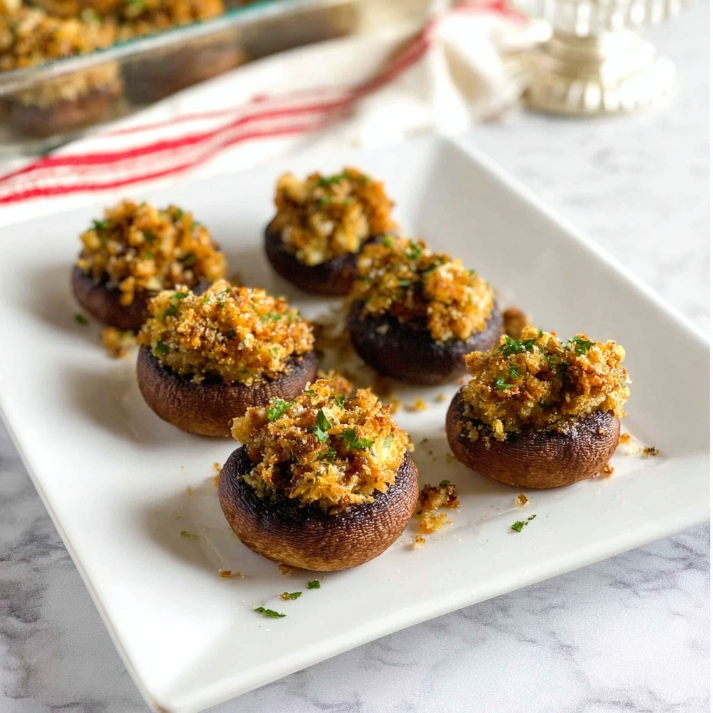 Vegetarian Garlic Stuffed Mushrooms Recipe - Recipe Image