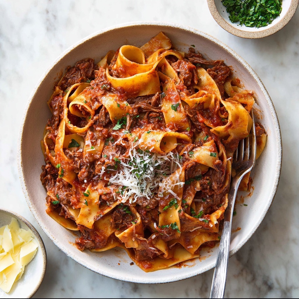 Slow Cooked Shredded Beef Ragu Pasta Recipe - Recipe Image