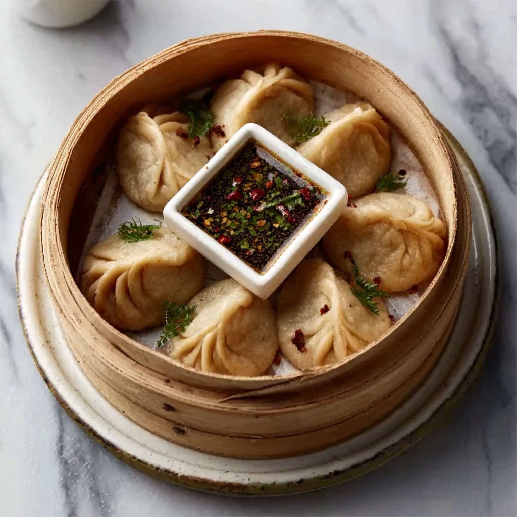 Steamed Vegetable Dumplings with Savory Soy Dipping Sauce Recipe - Recipe Image