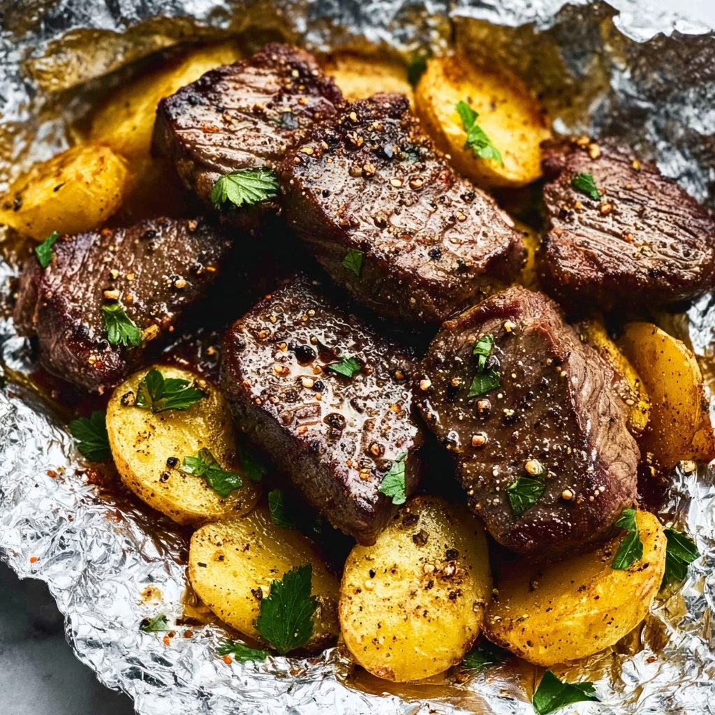 Garlic Steak and Potato Foil Packs Recipe - Recipe Image