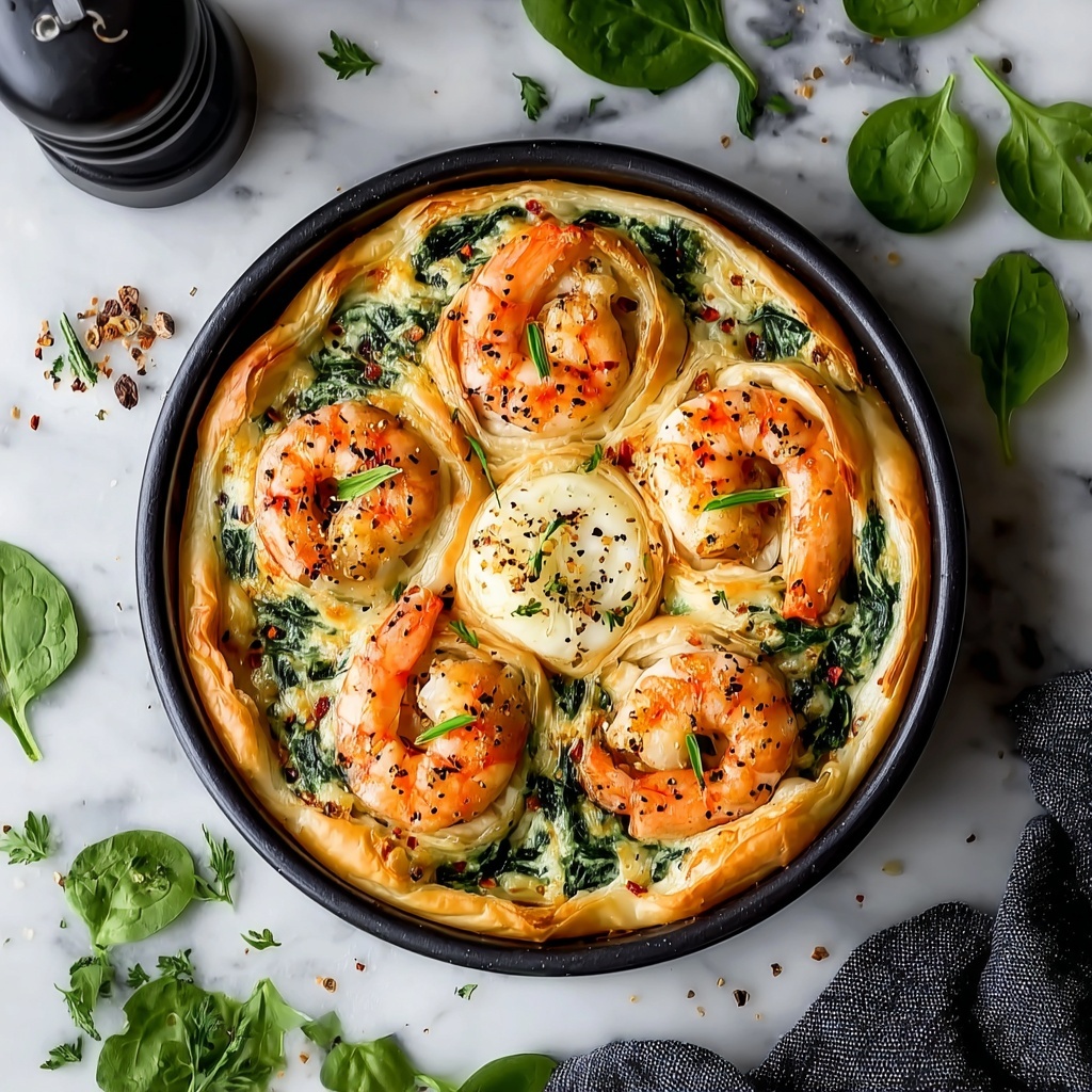 Shrimp and Spinach Stuffed Pasta Rolls with Roasted Red Pepper Cream Recipe - Recipe Image