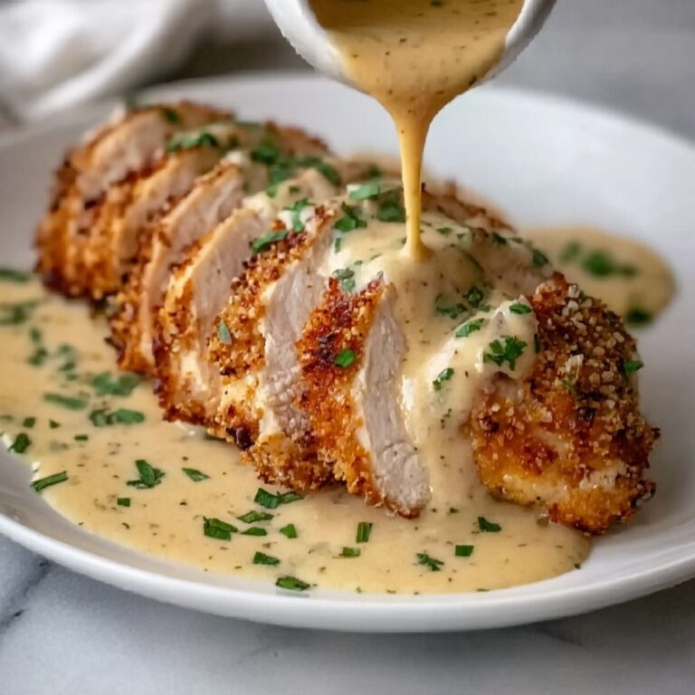 Parmesan-Crusted Chicken with Creamy Garlic Sauce Recipe