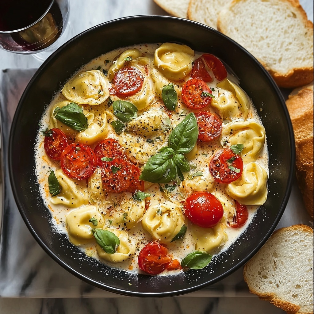 Creamy Tortellini with Tomatoes and Basil Recipe - Recipe Image