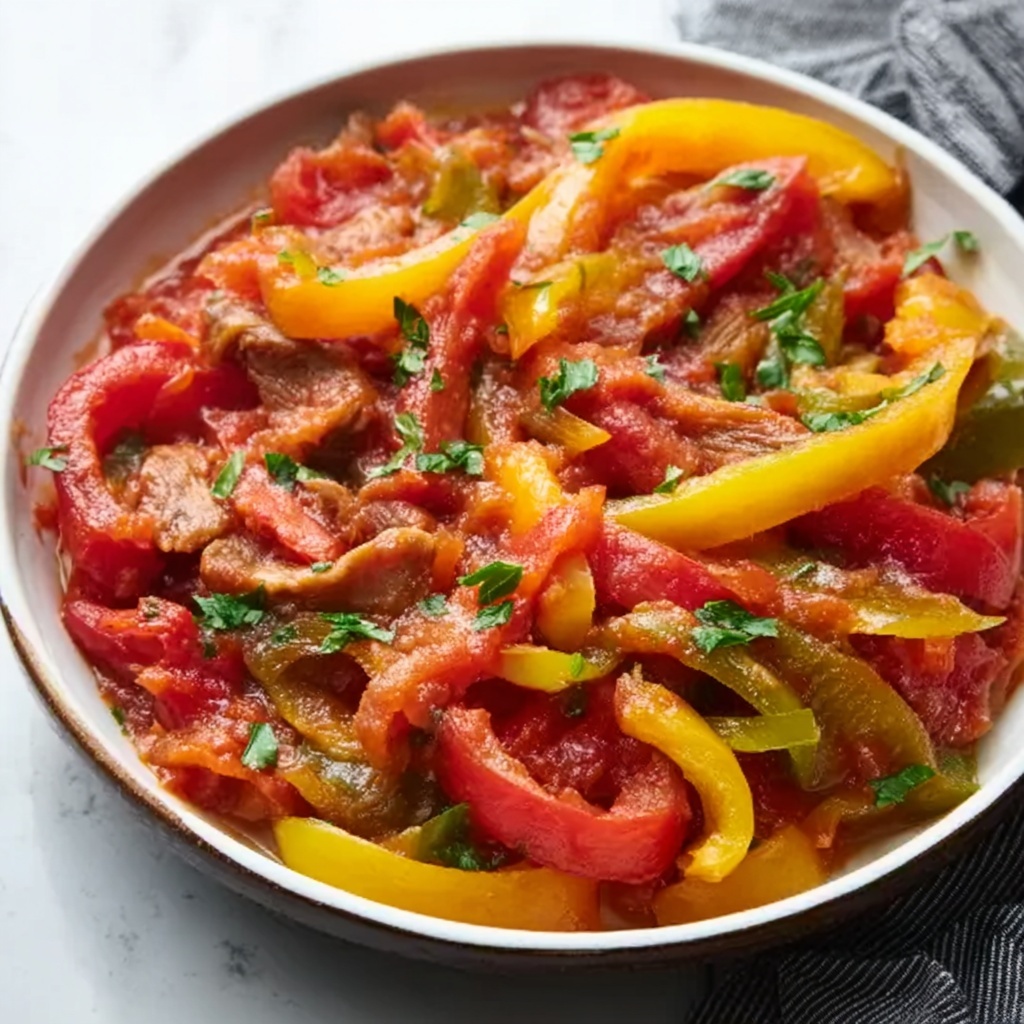 Peperonata – Italian Stewed Peppers Recipe - Recipe Image