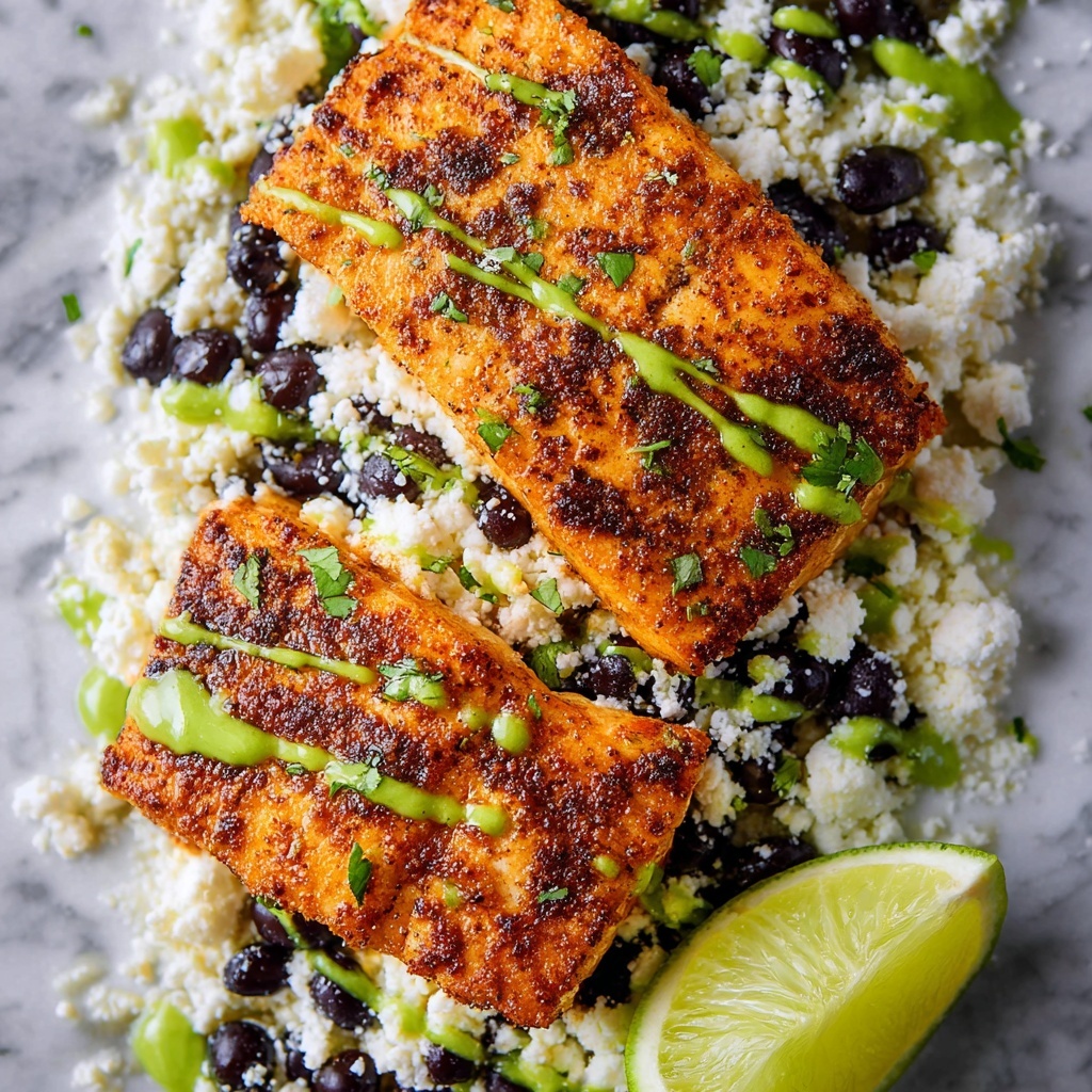 Sheet Pan Honey Chipotle Crusted Salmon with Cauliflower Rice Recipe - Recipe Image
