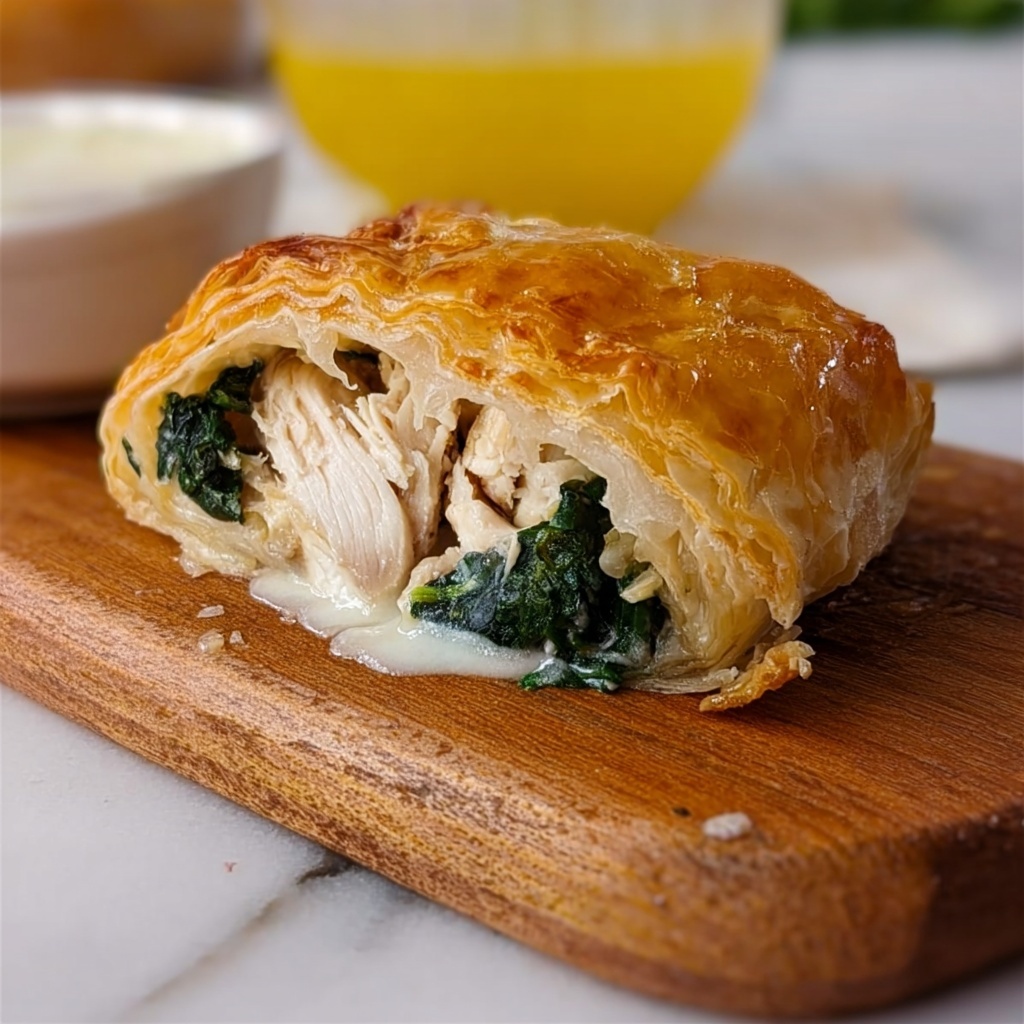 Greek Spinach Feta Chicken Puff Pastry Pockets Recipe - Recipe Image