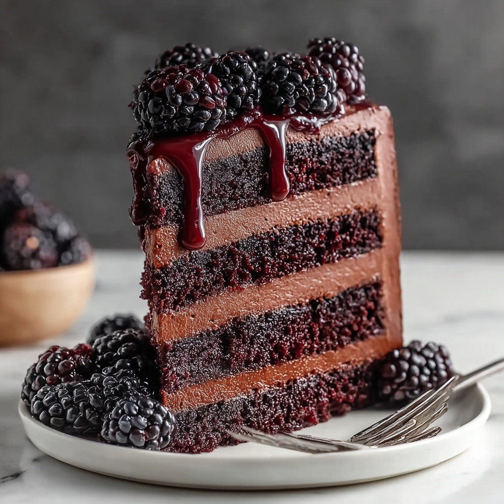 Black Velvet Cake With Blackberry Compote Recipe - Recipe Image