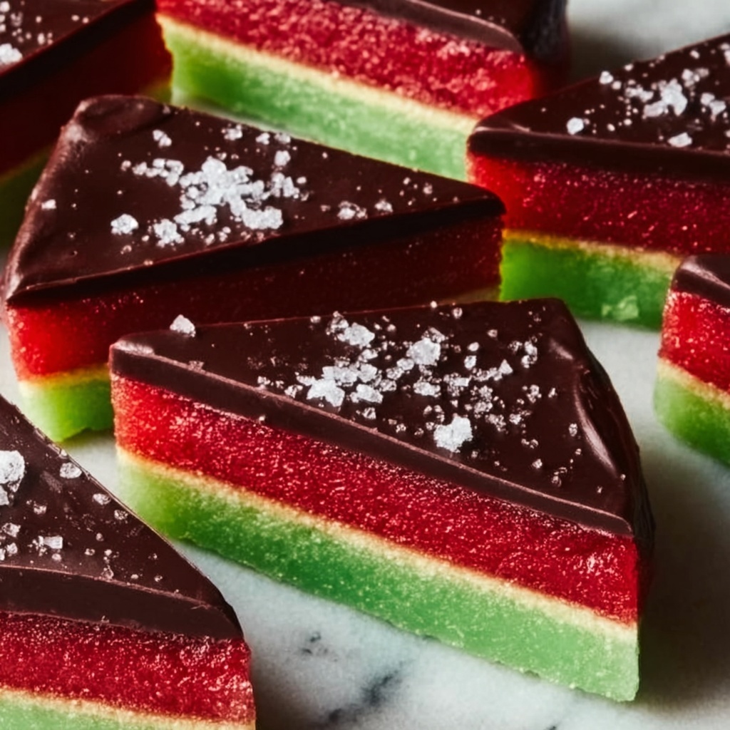 Sea Salt Dark Chocolate Watermelon Slices Recipe - Recipe Image