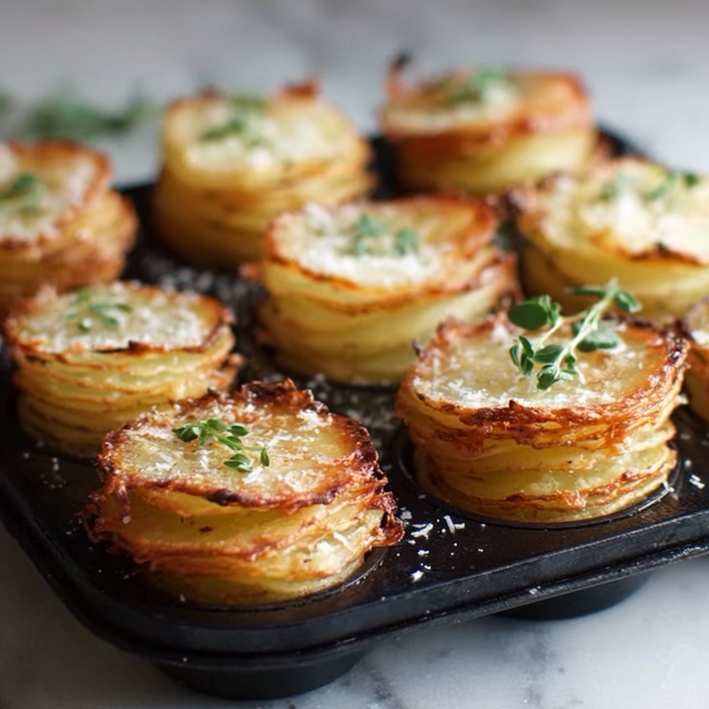 Parmesan Potato Stacks in Muffin Tin Recipe - Recipe Image