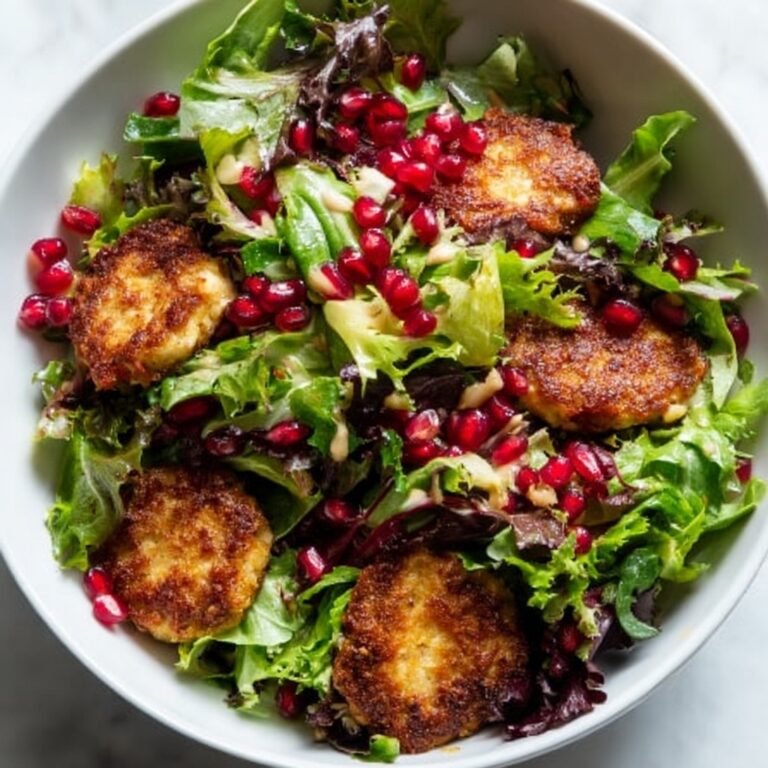 Pomegranate Greens Salad with Halloumi Croutons and Spiced Orange Vinaigrette Recipe