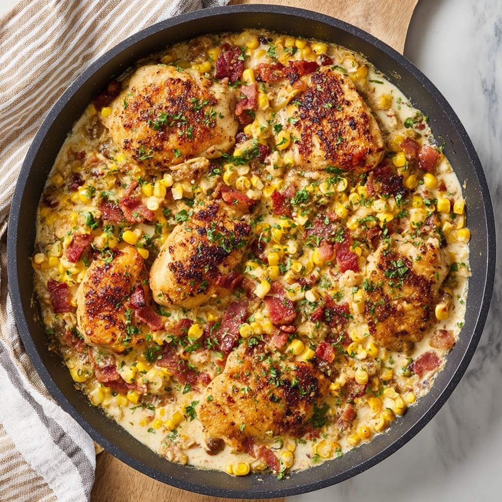 One-Pot Couscous Chicken with Bacon and Corn Recipe - Recipe Image