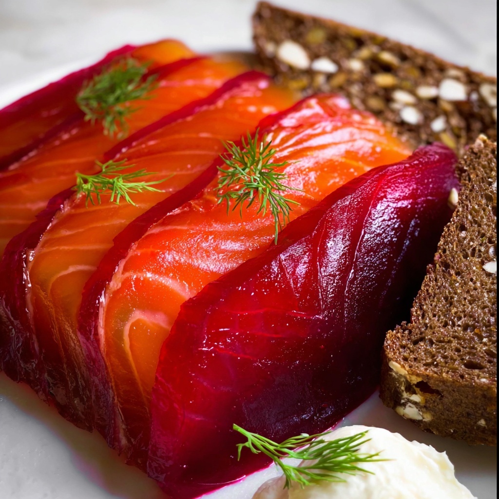 Beetroot Cured Salmon with Gin or Vodka Gravlax Recipe - Recipe Image