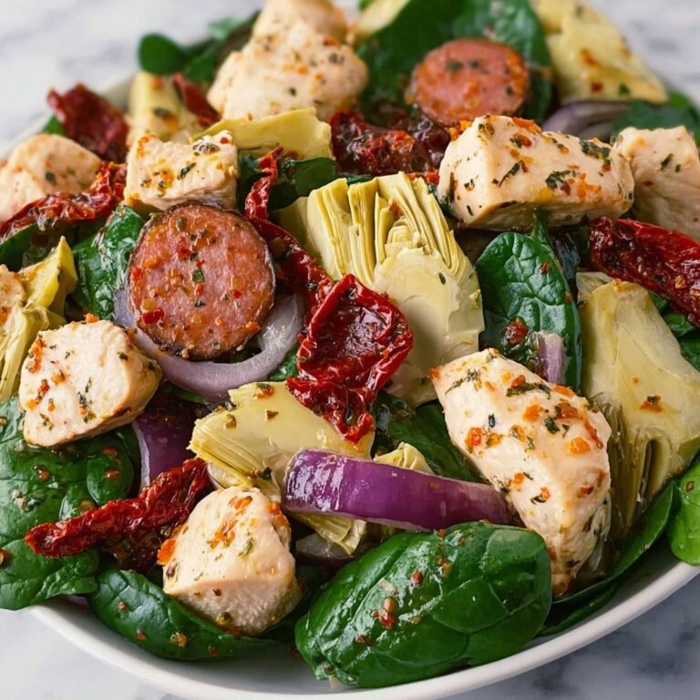 Italian Chicken and Spinach Salad with Artichokes, Salami, and Sun-Dried Tomatoes Recipe
