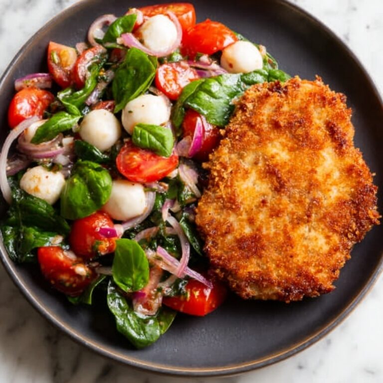 Chicken Milanese with Tomato, Mozzarella, and Basil Salad Recipe