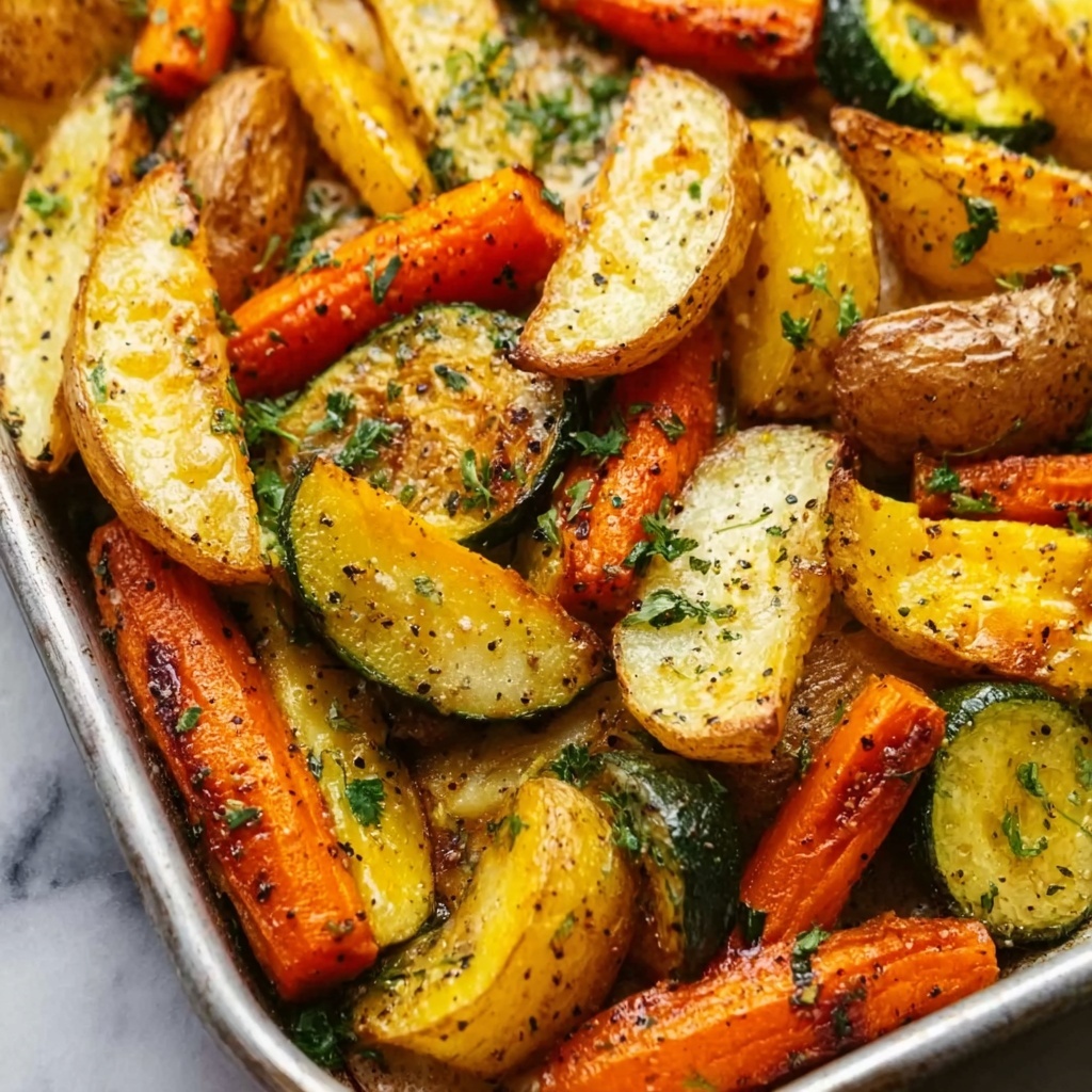 Crispy Garlic Herb Roasted Potatoes, Carrots, and Zucchini Recipe - Recipe Image