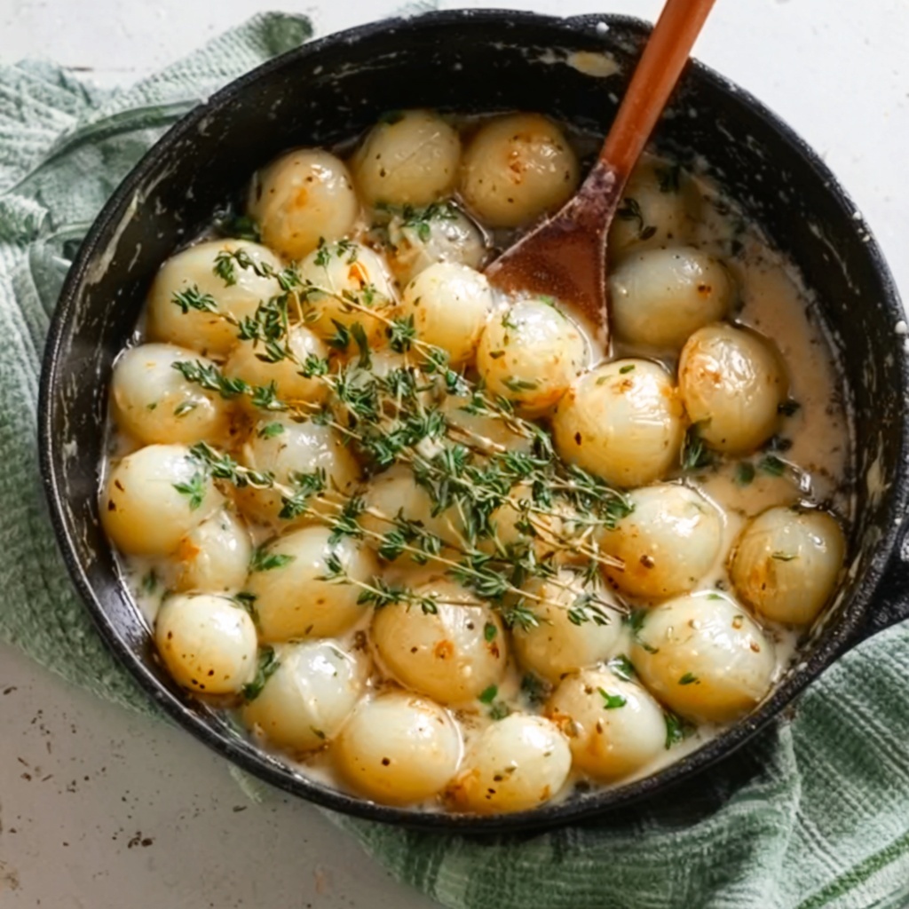 Creamed Pearl Onions with Sage and Thyme Recipe - Recipe Image