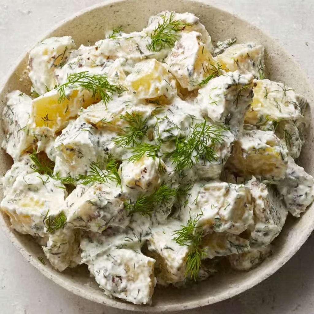 Creamy Herb Potato Salad with Greek Yogurt, Dill, and Shallots Recipe - Recipe Image