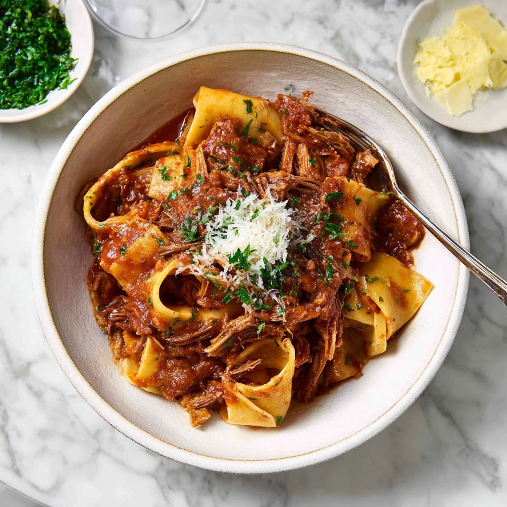 Slow Cooked Shredded Beef Ragu Pasta Recipe - Recipe Image