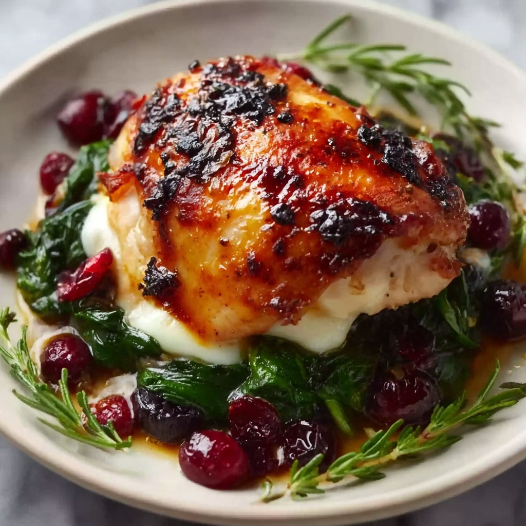 Chicken Stuffed with Brie, Spinach, and Cranberries Recipe - Recipe Image