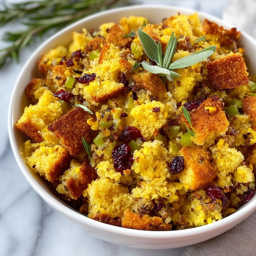 Savory Herb-Infused Baked Cornbread Stuffing Recipe - Recipe Image