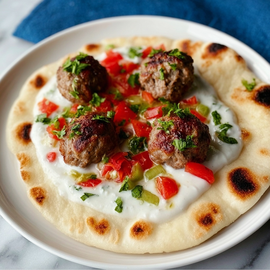 Lamb Meatball Gyros with Raisins and Fresh Toppings Recipe - Recipe Image