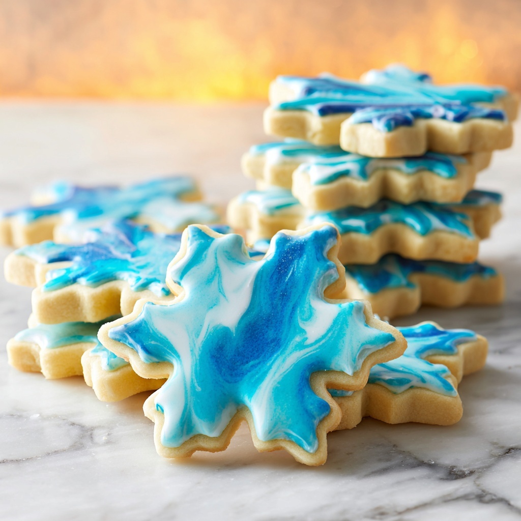 Marbled Christmas Butter Cookies with Powdered Sugar Icing Recipe - Recipe Image