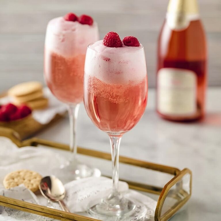 Raspberry Sorbet Pink Champagne Floats Recipe