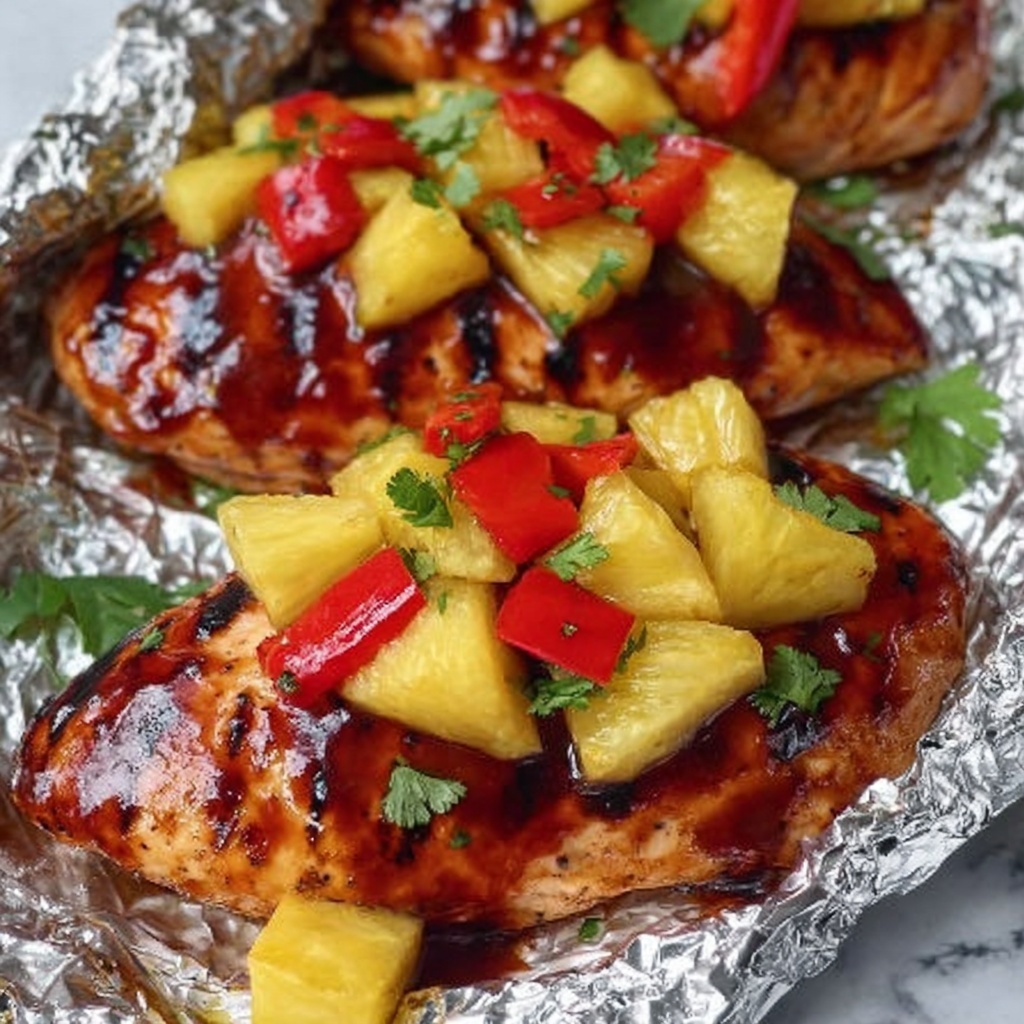 Hawaiian BBQ Chicken Pineapple Foil Packets Recipe - Recipe Image