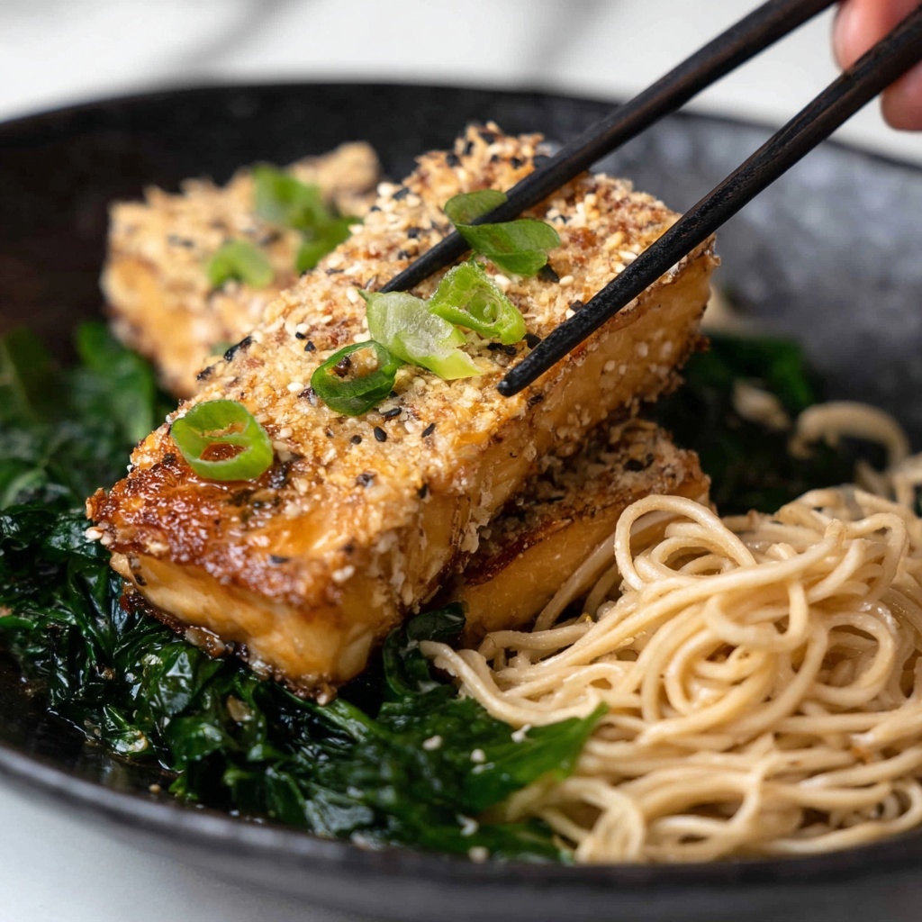 Sesame-Crusted Salmon with Soba Noodles and Greens Recipe - Recipe Image