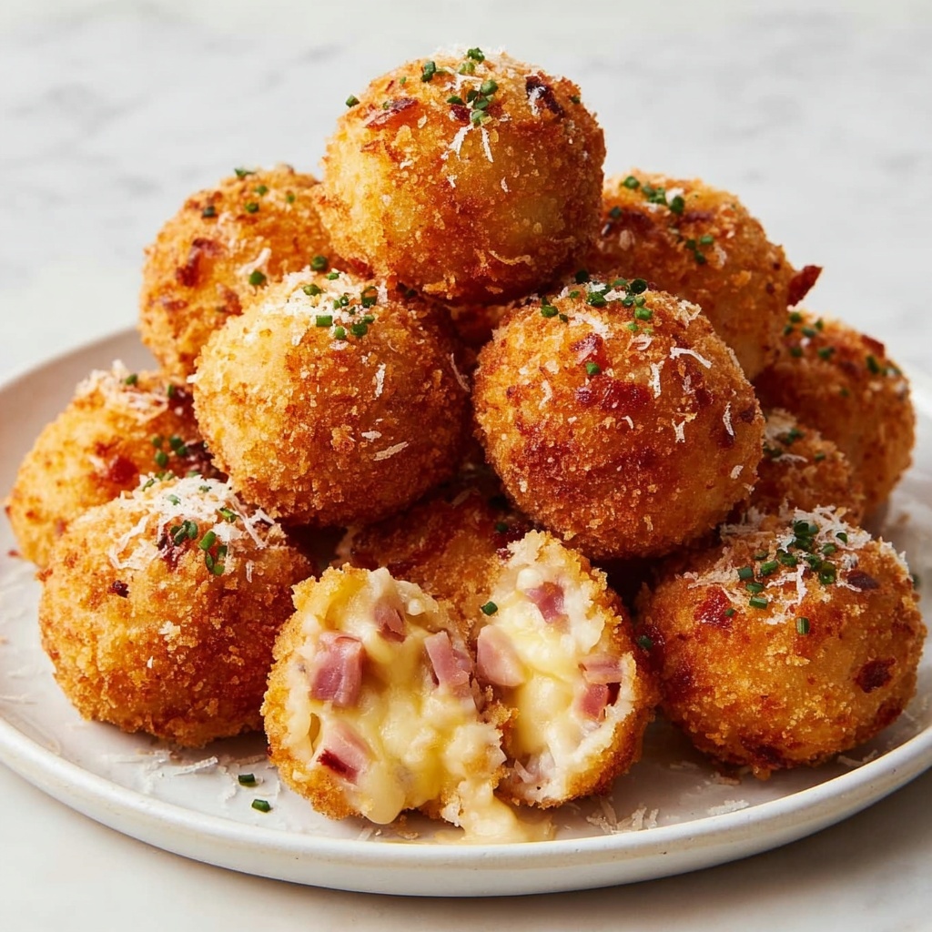 Fried Mashed Potato Balls with Cheddar, Bacon, and Chives Recipe - Recipe Image