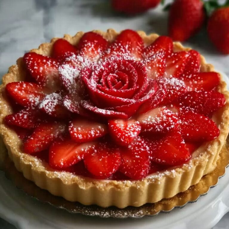 Strawberry Rose Tart with Custard Cream Recipe