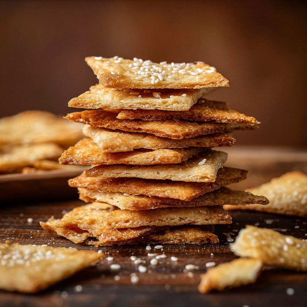 Homemade Sesame Sea Salt Artisan Crackers Recipe - Recipe Image