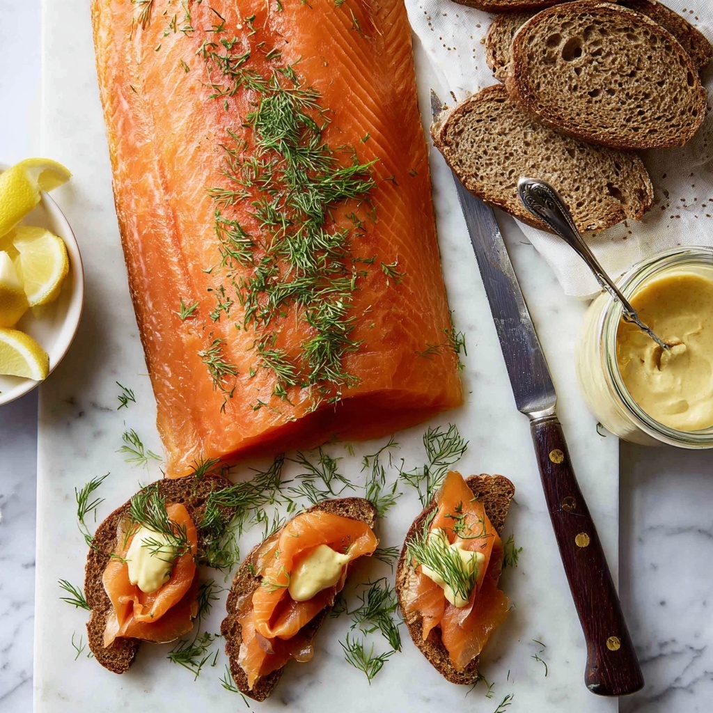 Cured Salmon Gravlax with Dill and Mustard Sauce Recipe - Recipe Image