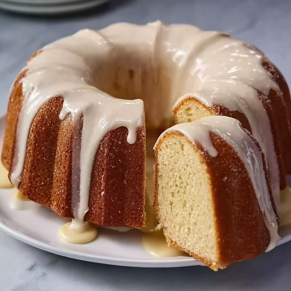Sour Cream Pound Cake with Lemon Zest and Vanilla Glaze Recipe - Recipe Image