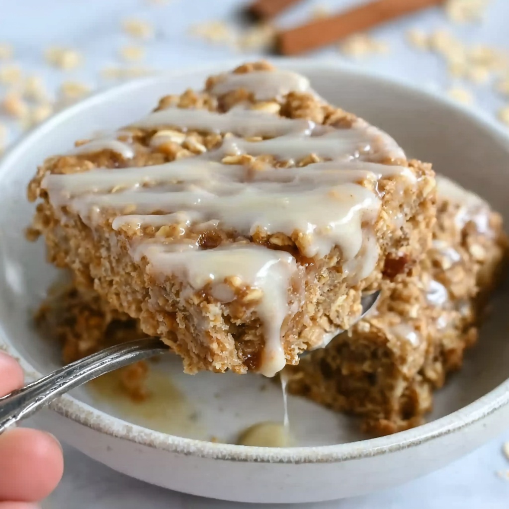 Healthy Sticky Cinnamon Roll Baked Oatmeal Recipe - Recipe Image