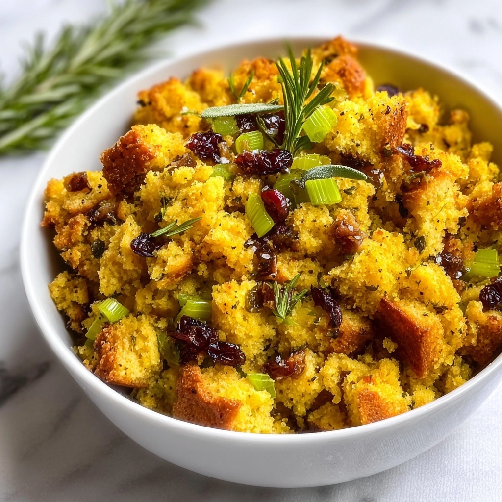 Savory Herb-Infused Baked Cornbread Stuffing Recipe - Recipe Image