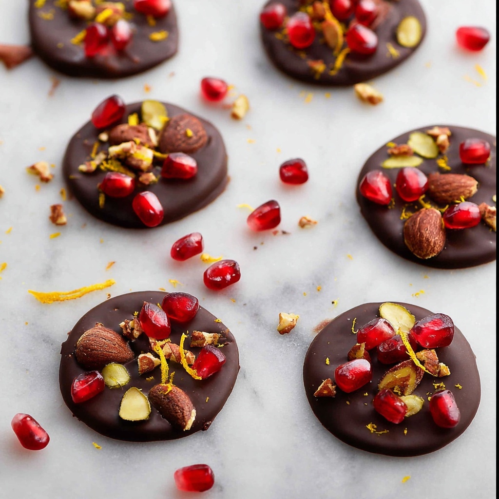 Healthy Dark Chocolate Pomegranate Pistachio Treats Recipe - Recipe Image