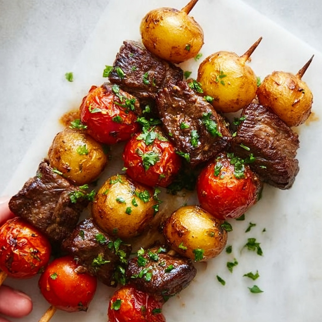 Rosemary Garlic Steak Kebabs Recipe - Recipe Image