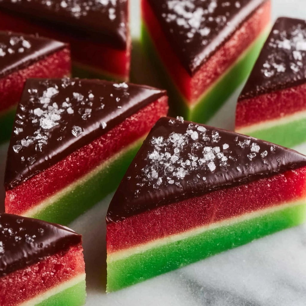 Sea Salt Dark Chocolate Watermelon Slices Recipe - Recipe Image