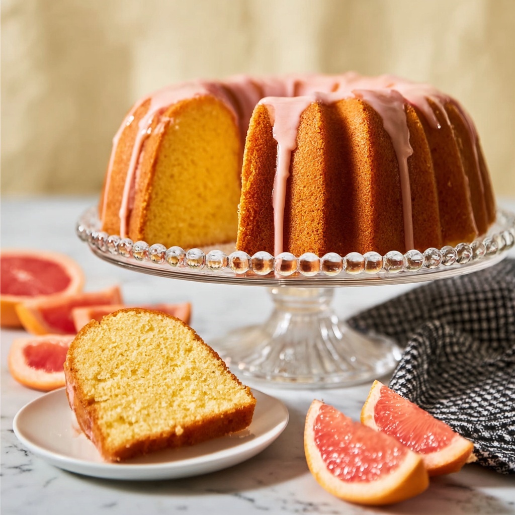 Pink Grapefruit Cake with Ginger Grapefruit Glaze Recipe - Recipe Image