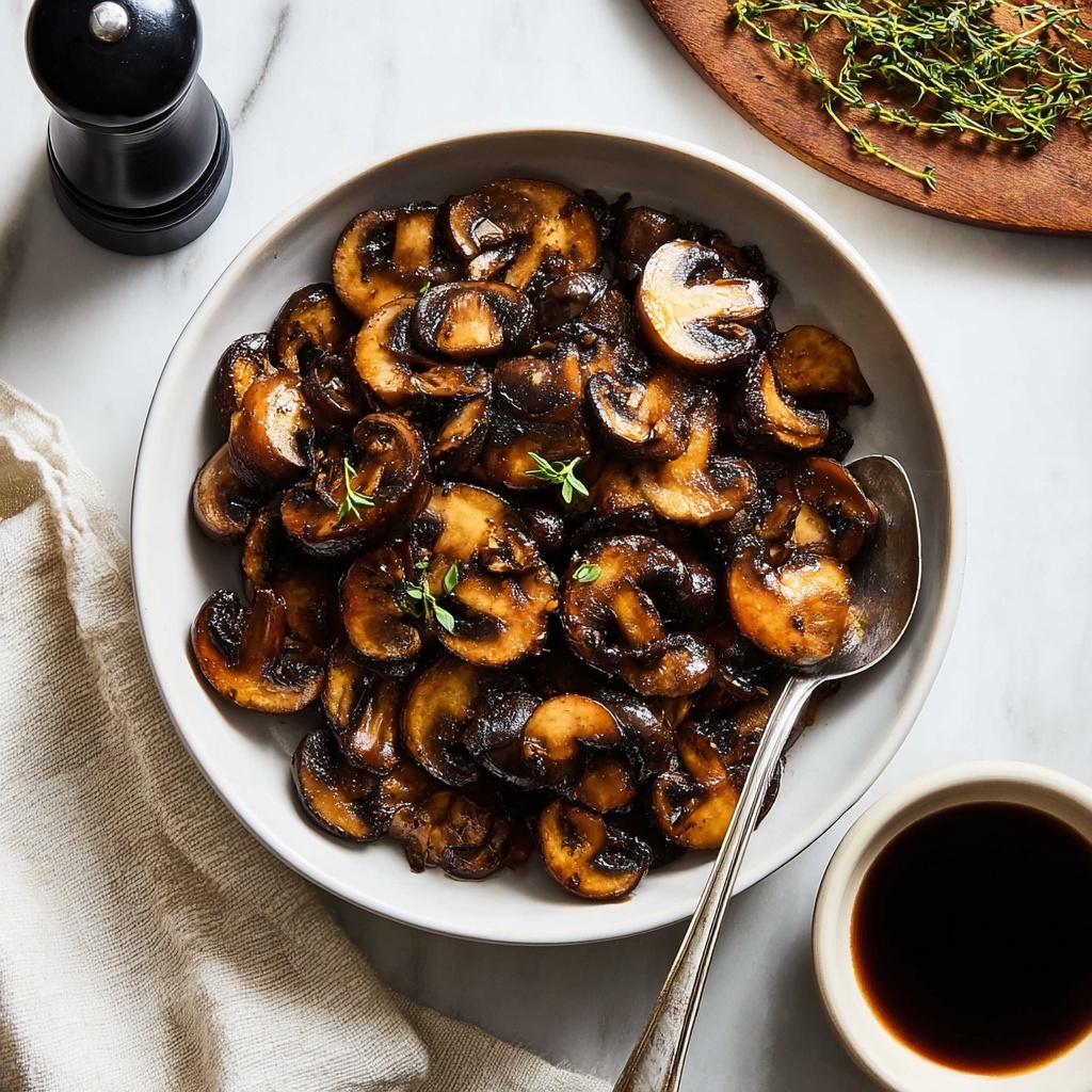 Sautéed Mushrooms with Garlic, Thyme, and Balsamic Vinegar Recipe - Recipe Image