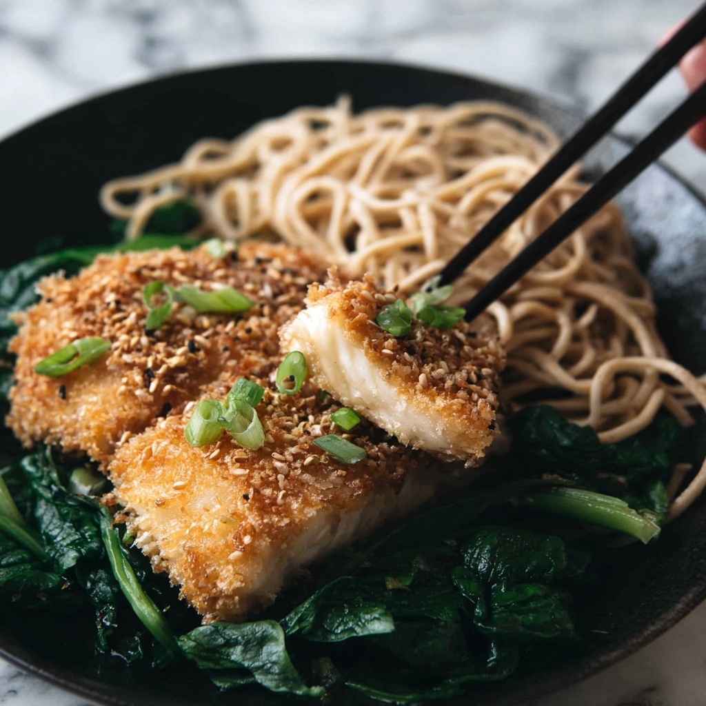 Sesame-Crusted Salmon with Soba Noodles and Greens Recipe - Recipe Image