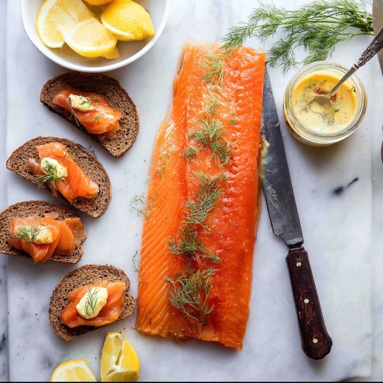 Cured Salmon Gravlax with Dill and Mustard Sauce Recipe