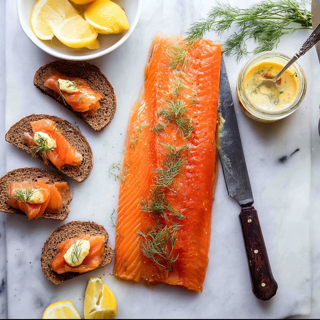 Cured Salmon Gravlax with Dill and Mustard Sauce Recipe - Recipe Image