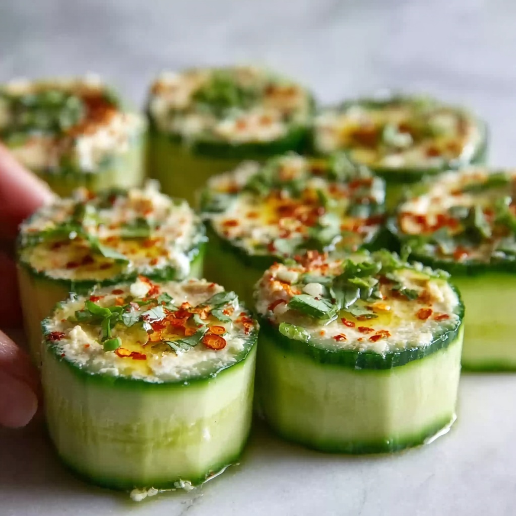 Cool Cucumber Snack with Hummus and Optional Toppings Recipe - Recipe Image
