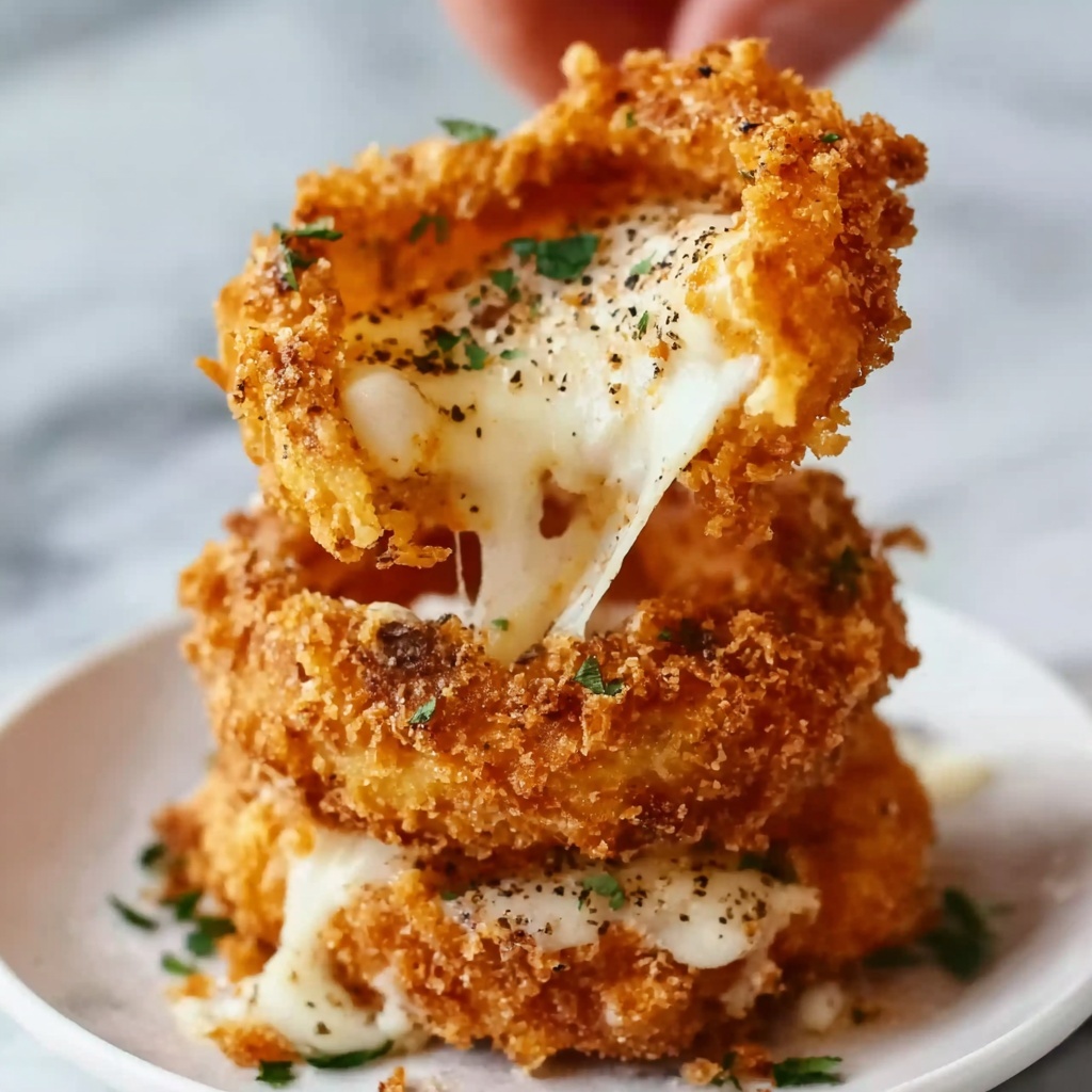 Mozzarella Stuffed Onion Rings with Garlic Butter Recipe - Recipe Image