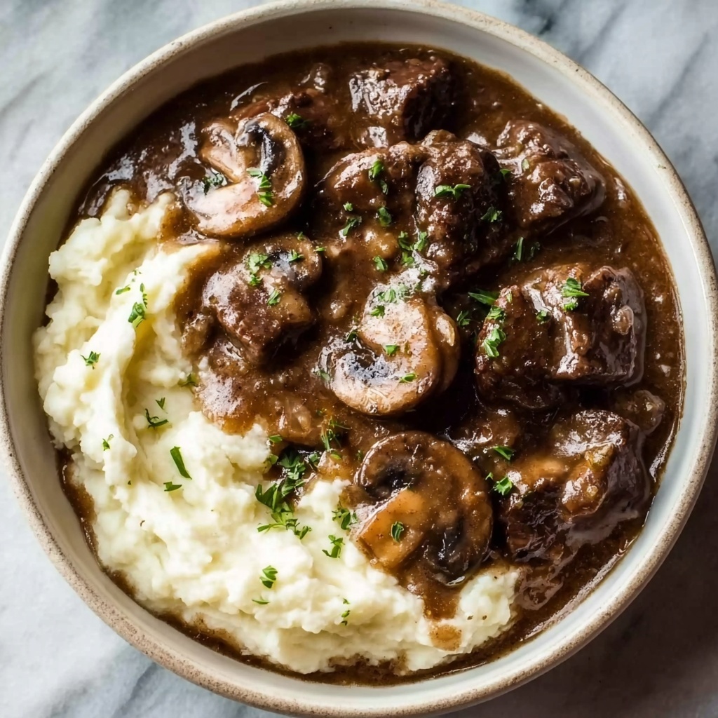 Slow Cooker Beef Stroganoff with Garlic Butter Mushrooms and Creamy Sauce Recipe - Recipe Image