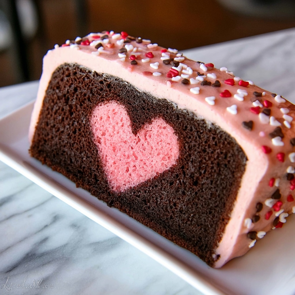 Chocolate Valentine Surprise Cake Recipe - Recipe Image