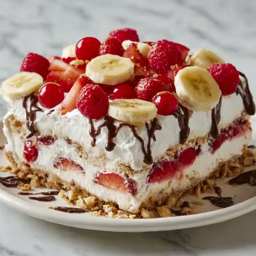 No-Bake Banana Split Cake Recipe - Recipe Image