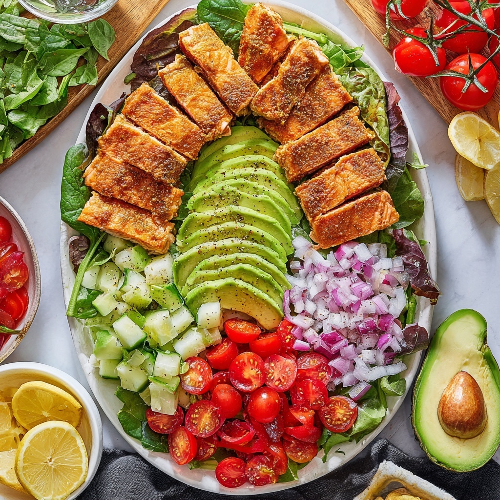 Lemon Dill Salmon Salad with Fresh Vegetables Recipe - Recipe Image